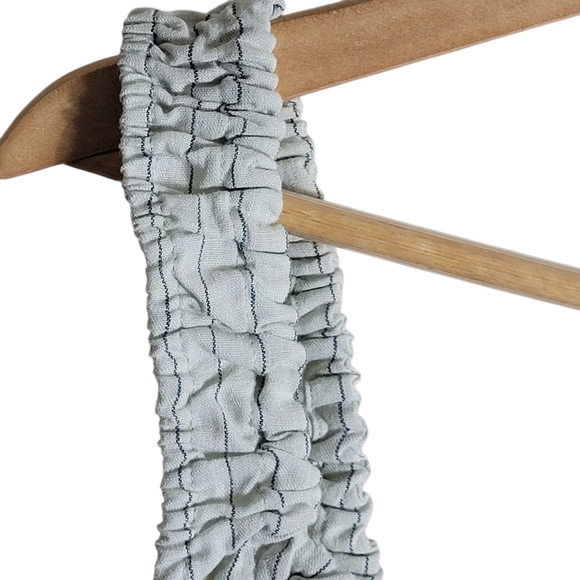 WeWoreWhat Pinstripe Tie-Front Keyhole Linen Cami Tank Top In Sage Size M - Picture 7 of 10